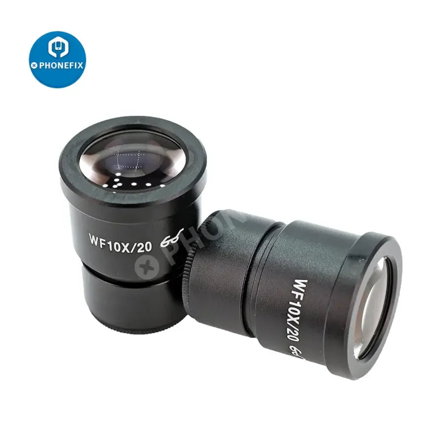 PHONEFIX 7-45X SZM45-B1 industrial binocular stereo microscope with 56-LED light, showing dual eyepieces and adjustable focus.