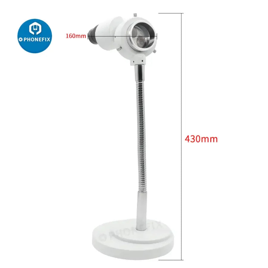 PHONEFIX 8X Dental Stereo Binocular Microscope with LED light and adjustable hose for precise dental examinations.