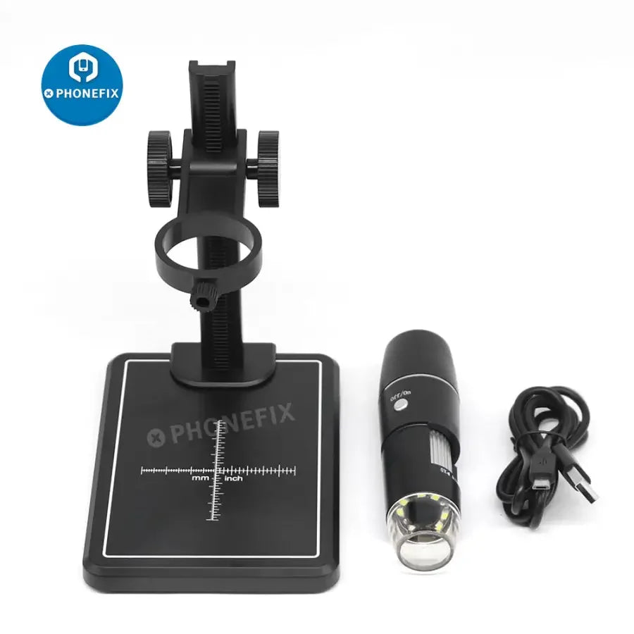 PHONEFIX digital microscope camera with 1000X magnification, 8 LED lights, WiFi endoscope for detailed close-up imaging.