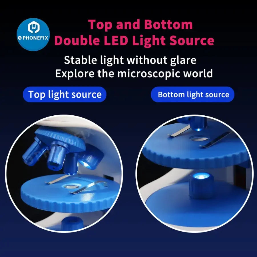 PhoneFIX monocular biological HD microscope with phone holder, 1600X magnification for lab students, ideal for educational microscopy.