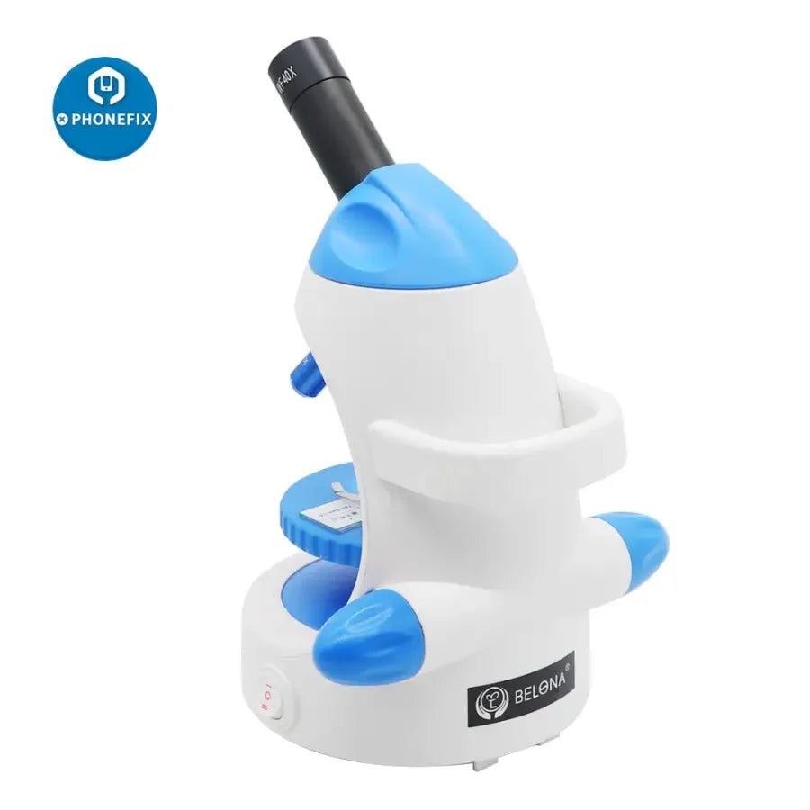 Monocular biological HD microscope by PHONEFIX with 1600X magnification and phone holder for lab students.