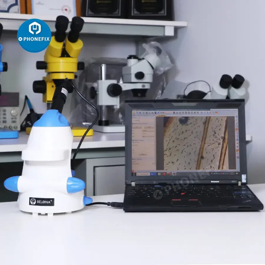 PhoneFIX monocular biological HD microscope with phone holder, 1600X magnification for lab students, detailed viewing of biological samples.