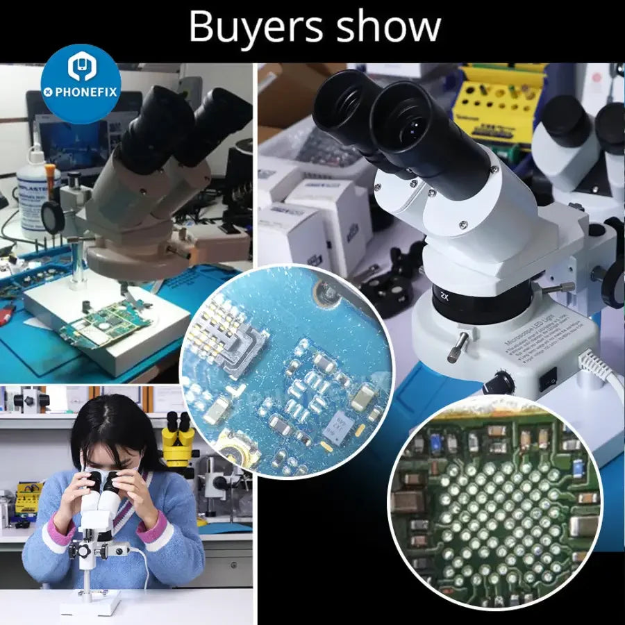 Phonefix professional 20X 40X binocular stereo microscope with LED light for detailed magnified viewing of specimens.