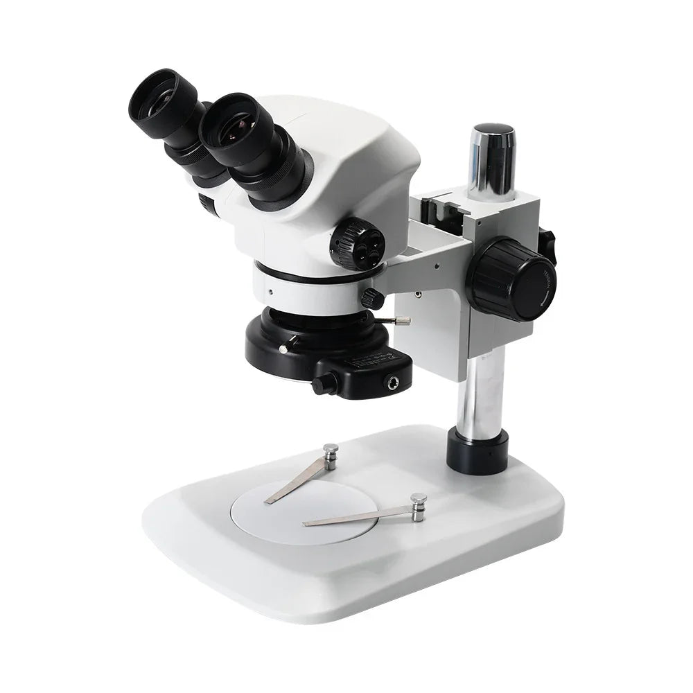 PHONEFIX RF4 7-50X trinocular stereo microscope for phone PCB repair, featuring zoom lens and high magnification.