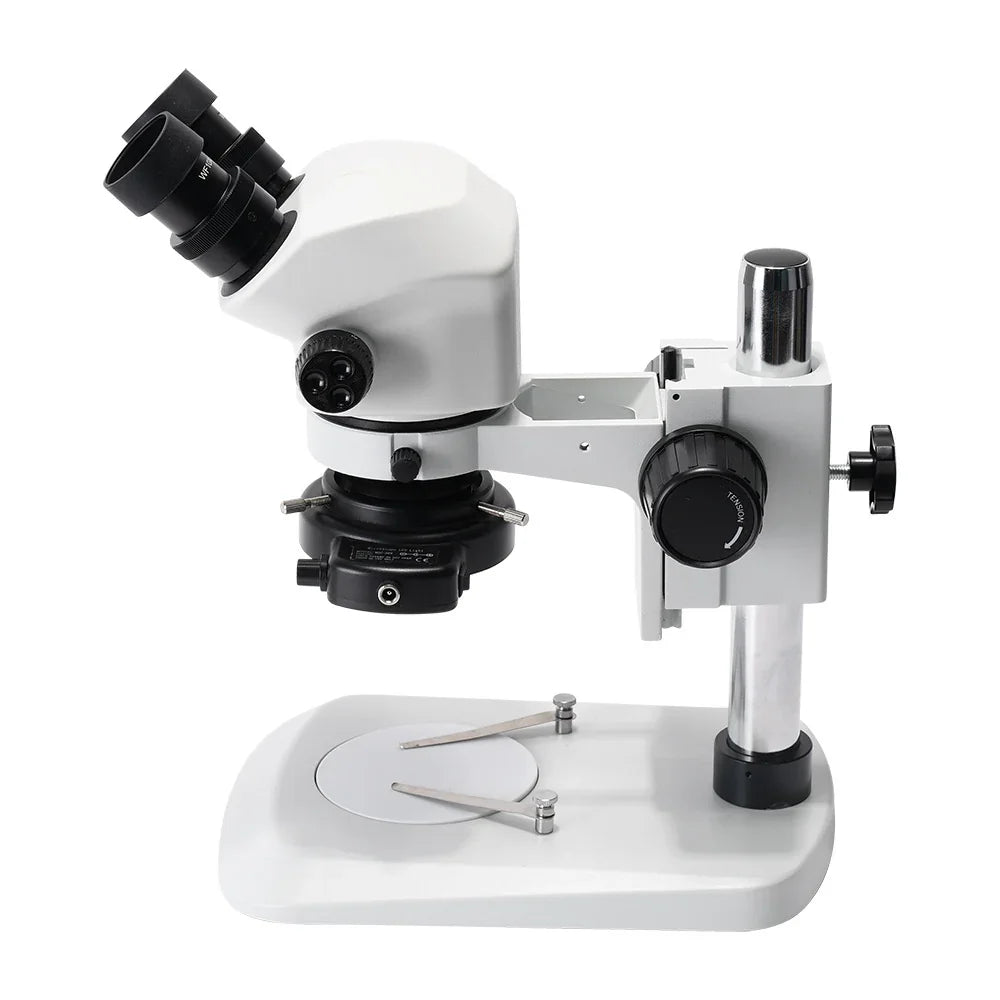 PHONEFIX RF4 7-50X trinocular zoom stereo microscope for phone PCB repair, showing detailed view of the microscope setup.
