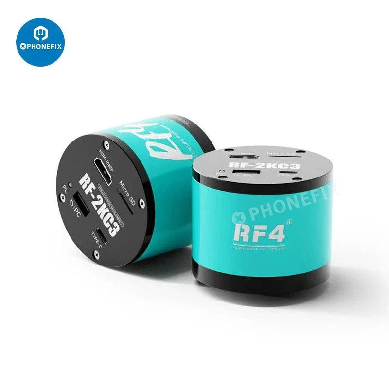 RF7050Pro 7-50X zoom trinocular stereo microscope with alloy base, featuring adjustable eyepieces and sturdy construction.