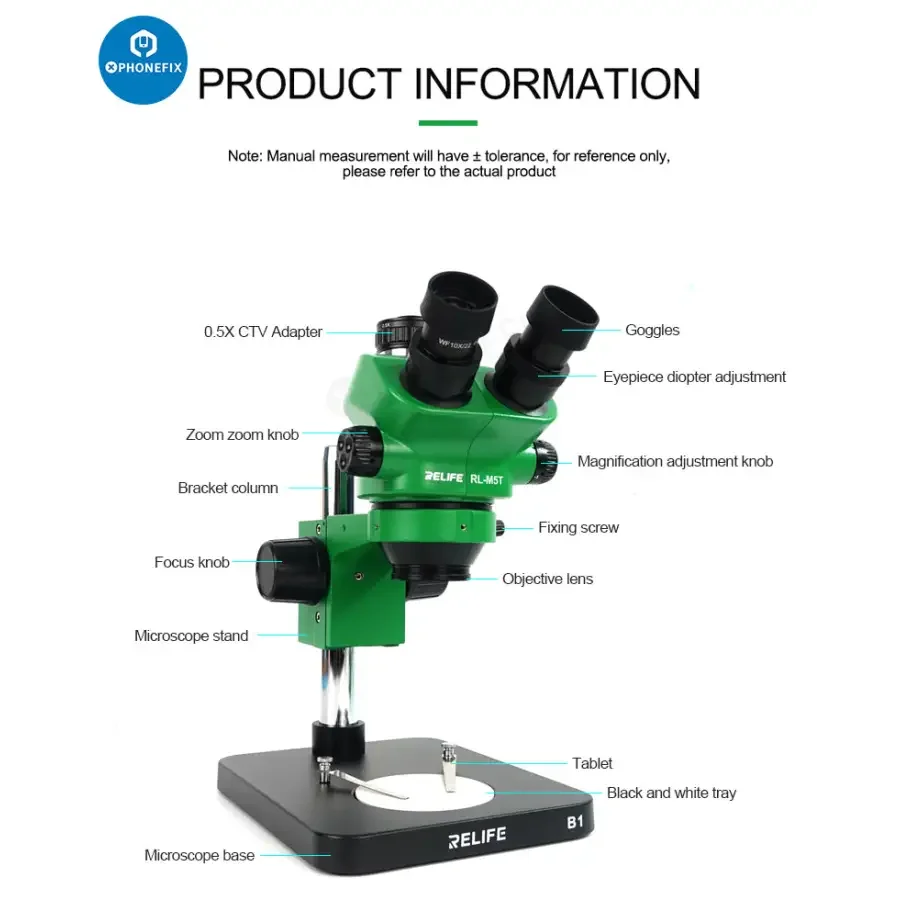 Relife RL-M5T-B1 trinocular microscope with display and HDMI camera for detailed biological and laboratory viewing.