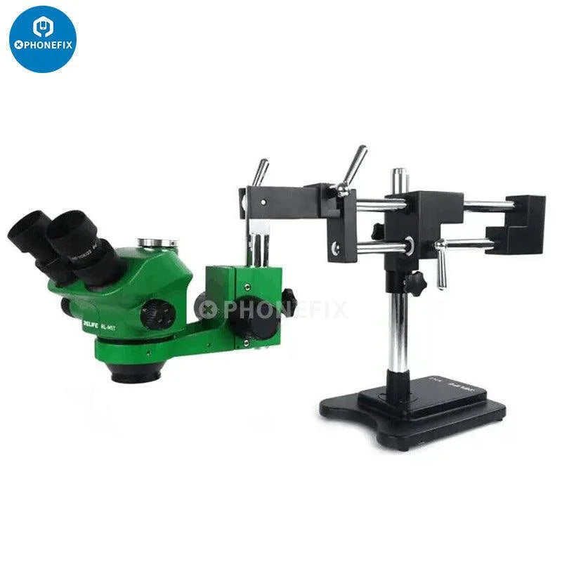 RELIFE RL-M5T-B1 trinocular microscope with display and HDMI camera, used for detailed scientific or educational viewing.