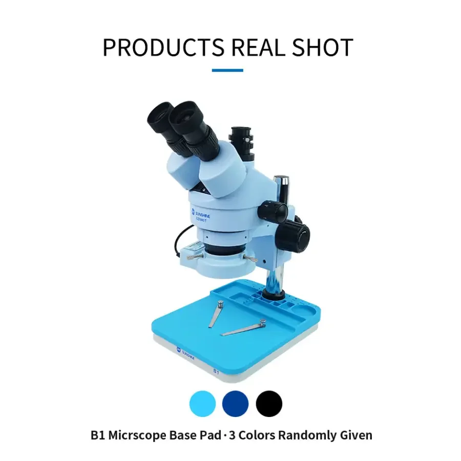 PhoneFix 7X-45X SZM45T-B1 trinocular stereo microscope with LED lamp, featuring adjustable magnification and ergonomic design.
