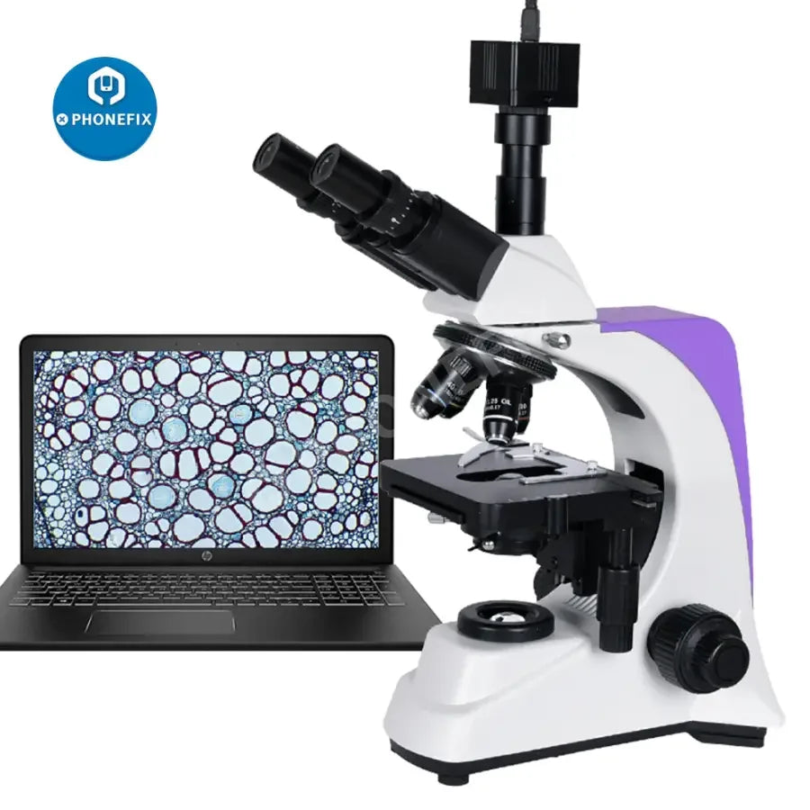 PHONEFIX 2000x zoom biological HD microscope with US and EU plugs, ideal for student laboratory education and biological research.