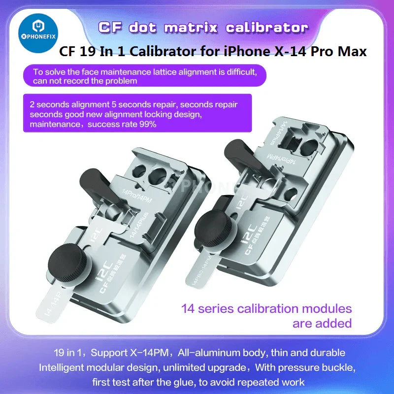 Calibrateur matriciel CF 15 en 1 i2C pour iPhone X-14 Pro Max&nbsp;: banc de test de la carte mère Face ID par PHONEFIX