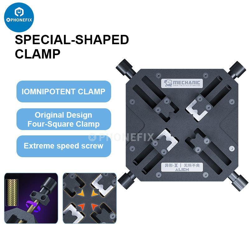 PHONEFIX Mechanic Alien-X 360° Universal Motherboard Test Fixture, versatile motherboard holder for testing and repair.