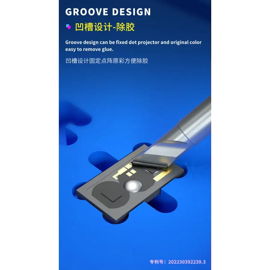 PhoneFix Mechanic F-Fix Dot Projector Face ID Fixture for motherboard reballing and testing, with precise alignment features.