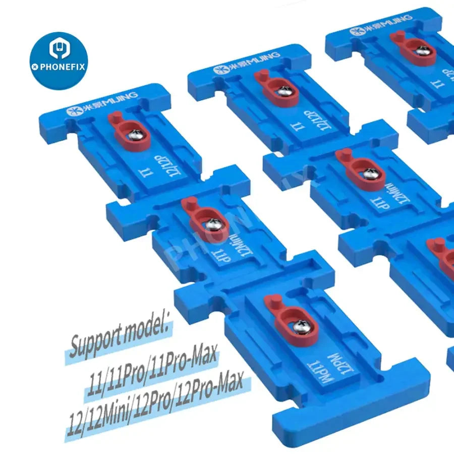 PHONEFIX MiJing Battery Board Replacement Jig Fixture for iPhone 11-12 Pro Max motherboard testing and repair.