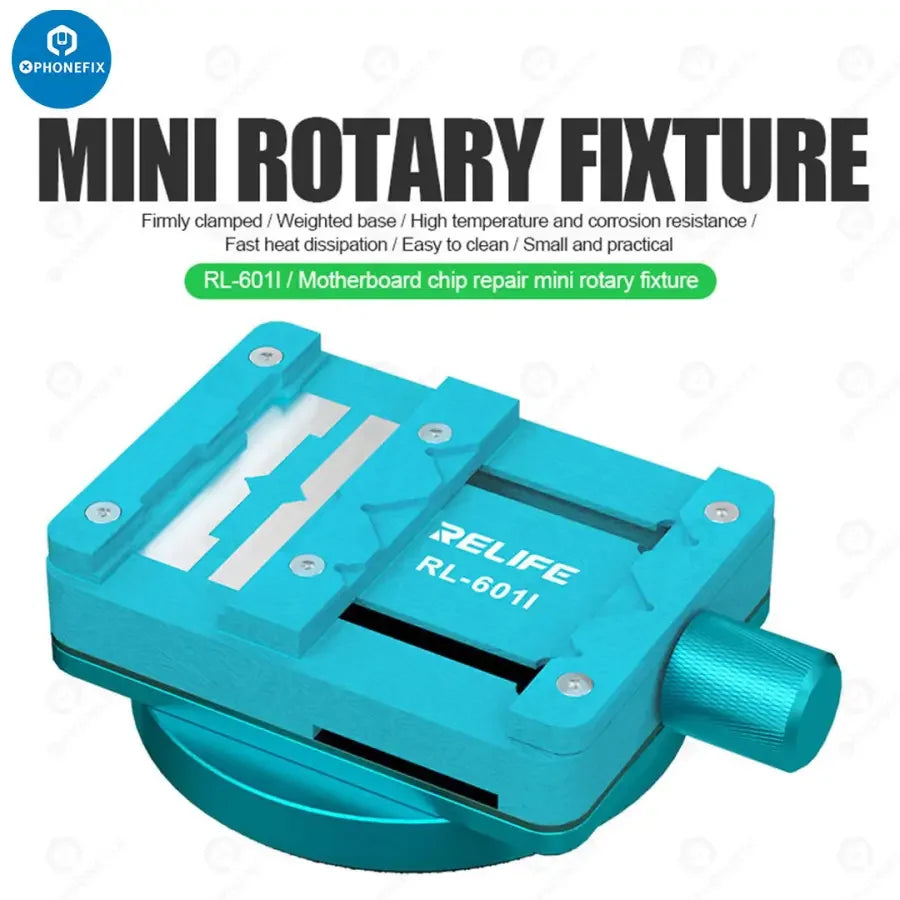 RELIFE RL-601i motherboard test fixture for BGA repair, mini rotary fixture used for precise chip placement and testing.