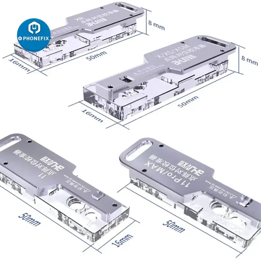 PhoneFix JCID AiXun Dot Projector Calibrator for iPhone X-11 Pro Max motherboard testing fixture, with precise calibration features.