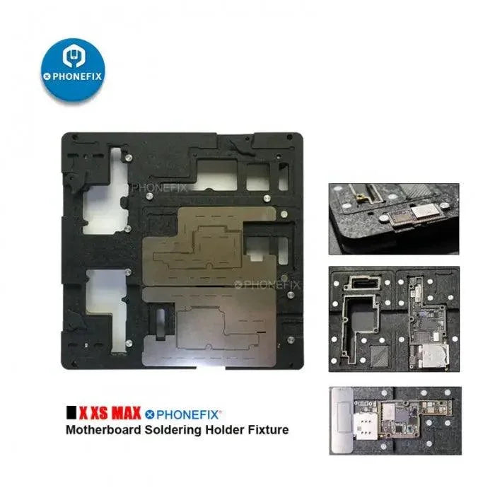 MAX-01 Motherboard Soldering Holder Fixture for iPhone X, Xs Max by PHONEFIX, used for stable motherboard testing and repair.