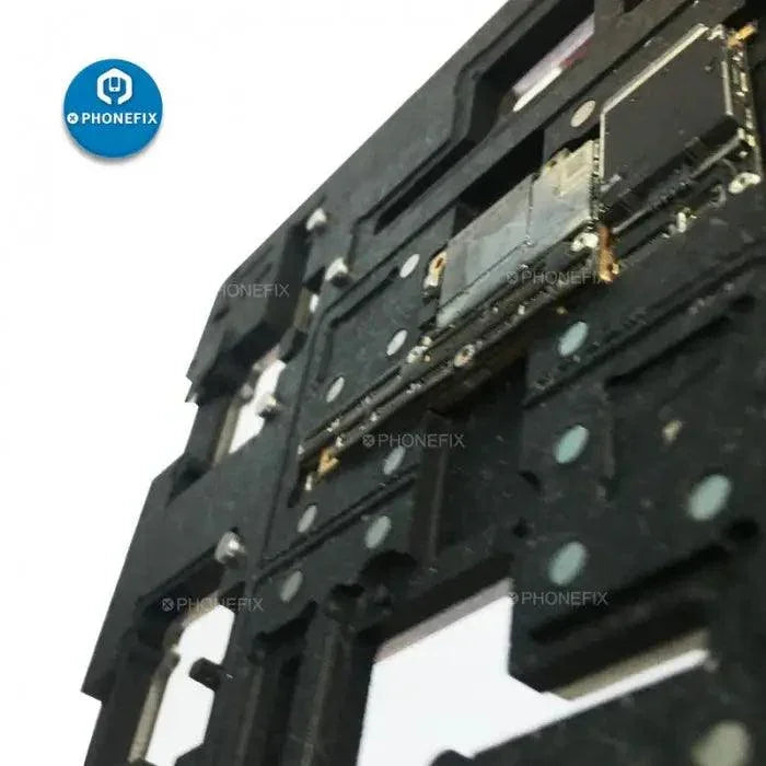 PhoneFix MAX-01 motherboard soldering holder fixture for iPhone X, Xs, Max, used for testing and repair of mobile motherboards.