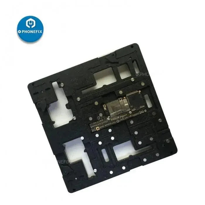 PHONEFIX MAX-01 motherboard soldering holder fixture for iPhone X, Xs, Max, used for testing and repair of smartphone motherboards.