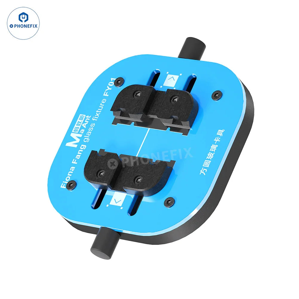 MaAnt FY01 M085 tempered insulation glass clamp for phone PCB holder, used as a motherboard test fixture by PHONEFIX.