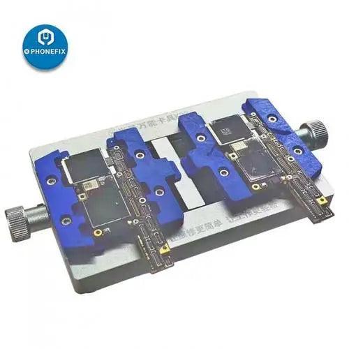 MJ K23 Dual Shaft PCB Soldering Holder for Phone Repair by PHONEFIX, motherboard test fixture with adjustable arms for phone repair.