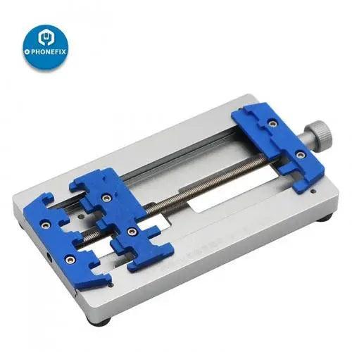 PHONEFIX MJ K23 Dual Shaft PCB Soldering Holder for phone repair, featuring adjustable arms and sturdy motherboard test fixture.