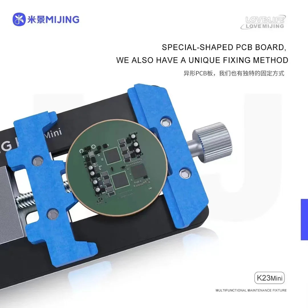 PHONEFIX Mijing K23 Pro PCB soldering fixture for phone BGA motherboard repair, used in phone motherboard testing and repair.