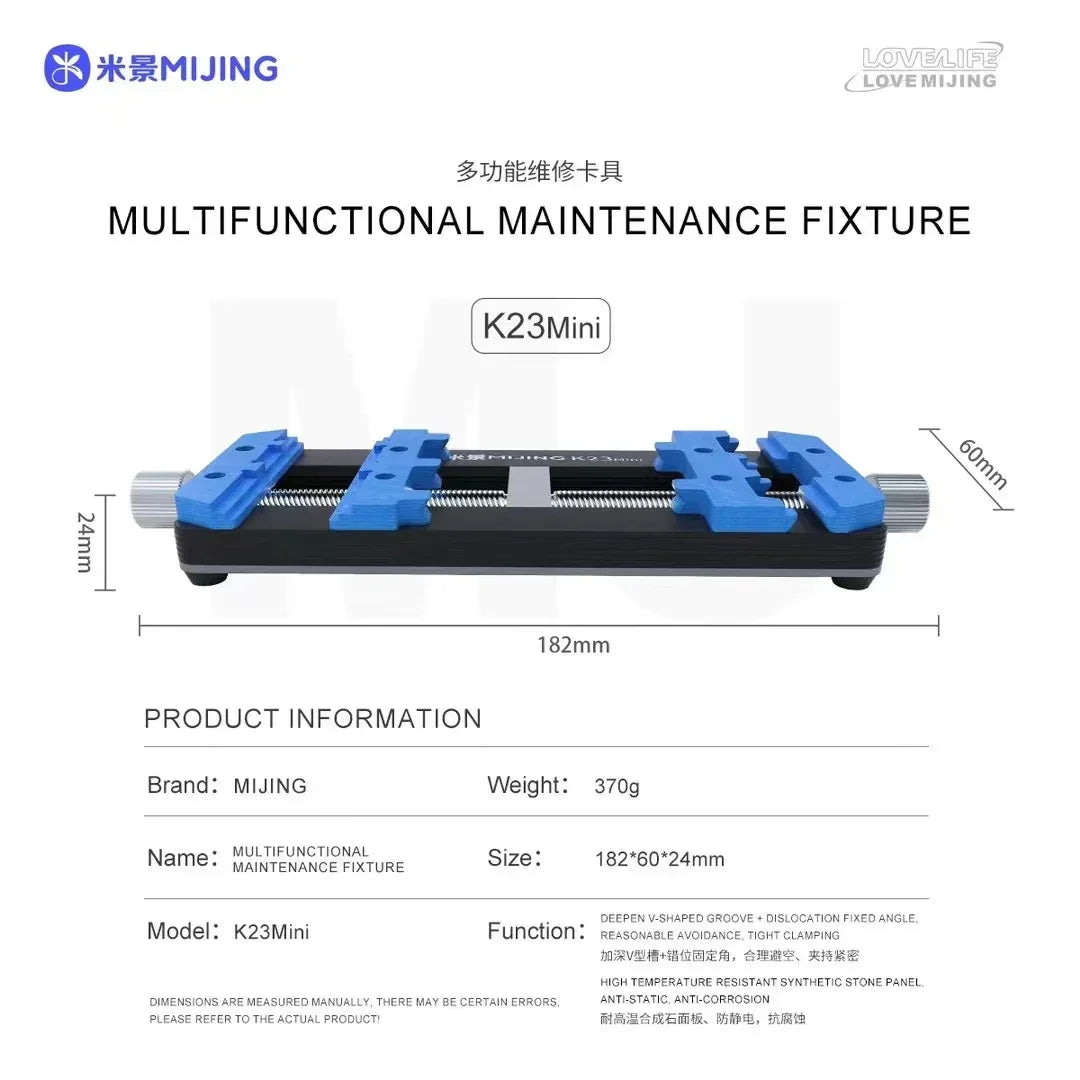 PhoneFix Mijing K23 Pro PCB soldering fixture for phone BGA motherboard repair, used for precise testing and repair.