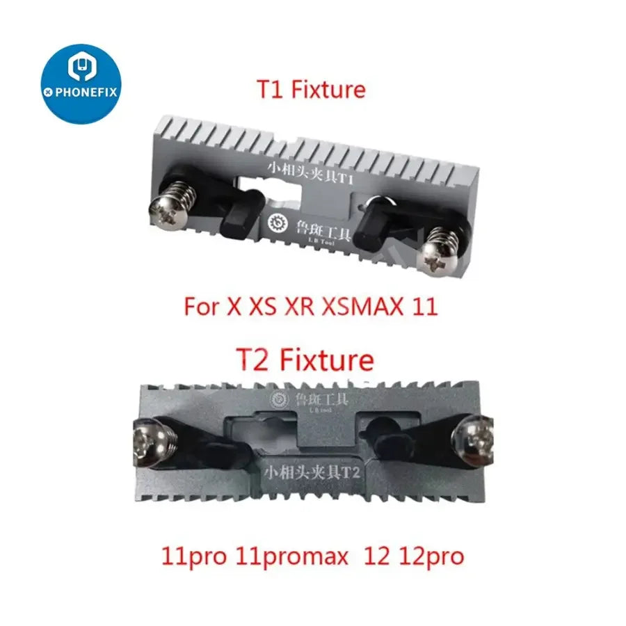 PHONEFIX Luban T1/2 D2 Jig Dot Matrix Fixture for iPhone X-12 Pro Max Face ID repair, motherboard test fixture with precise alignment marks.