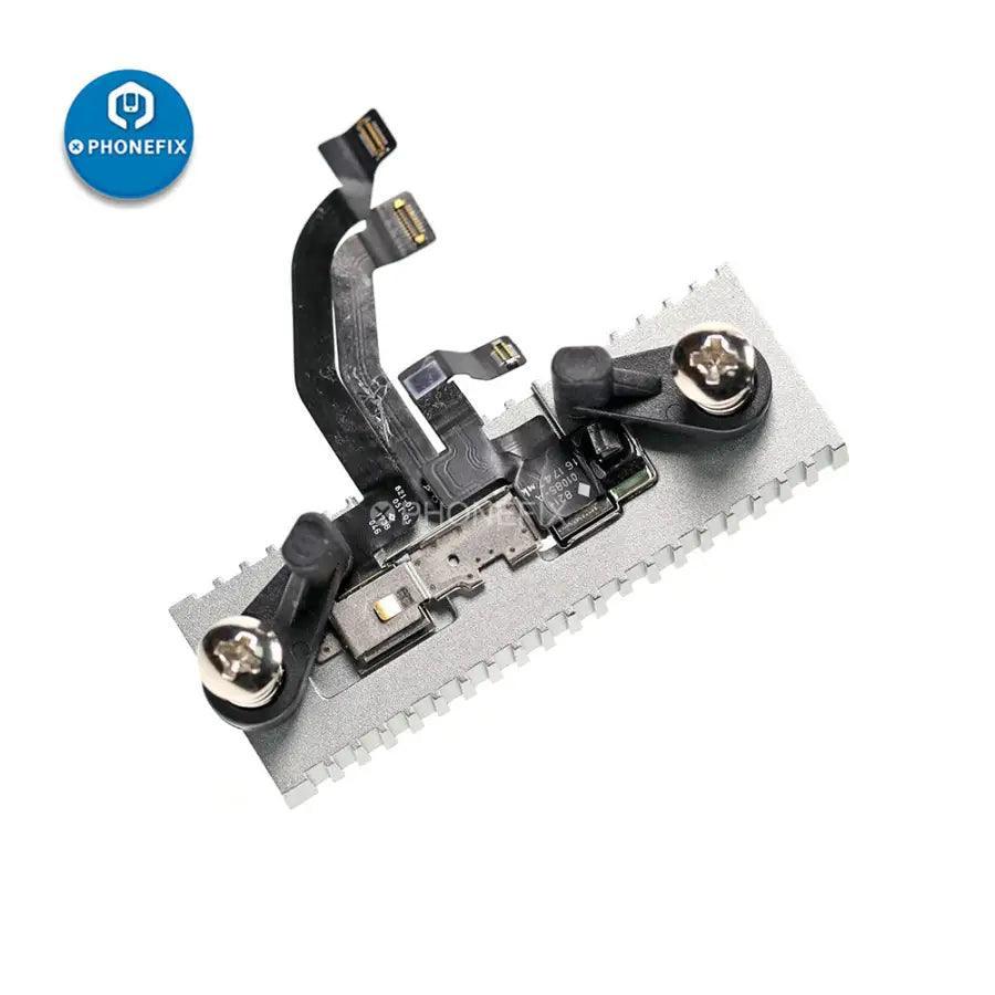 Luban T1 front camera fixture for Dot Projector repair on PHONEFIX motherboard test fixture, used for phone camera testing and repair.