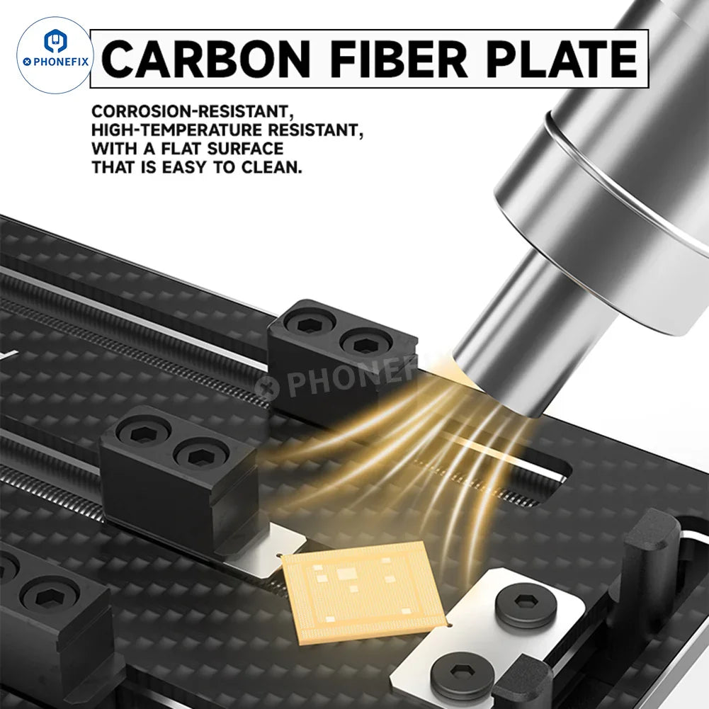 LUOWEI LW-AP01 LW-AP02 carbon fiber motherboard test fixture for PHONEFIX, supporting secure placement during testing and repairs.