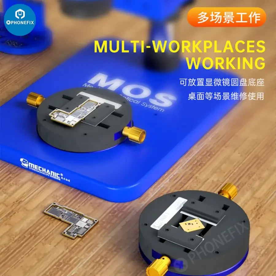 Mechanic MK1 Mini Rotary Motherboard Fixture by PHONEFIX, a compact logic board holder for testing and repair.