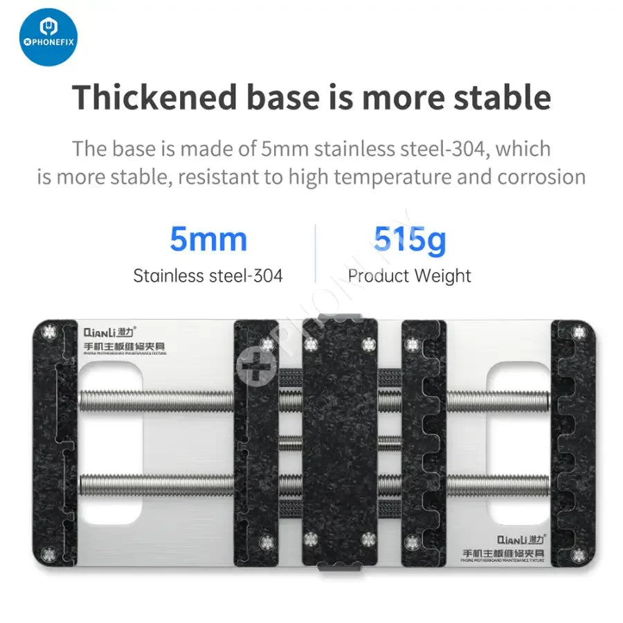 Dispositif de réparation de cartes mères de téléphones Qianli par PHONEFIX, support universel pour puces PCB destiné au test et à la réparation des cartes mères de téléphones.