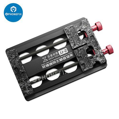 QIANLI MEGA-IDEA JJ-2 double-axis universal motherboard fixture by PHONEFIX for testing and repairing motherboards.