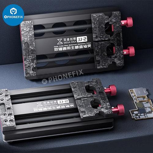 QIANLI MEGA-IDEA JJ-2 double-axis universal motherboard fixture for testing and repair of mobile device motherboards.