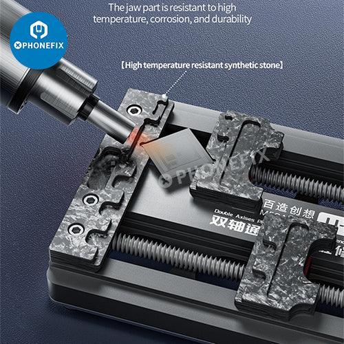 QIANLI MEGA-IDEA JJ-2 double-axis universal motherboard fixture for phone repair testing and alignment by PHONEFIX.