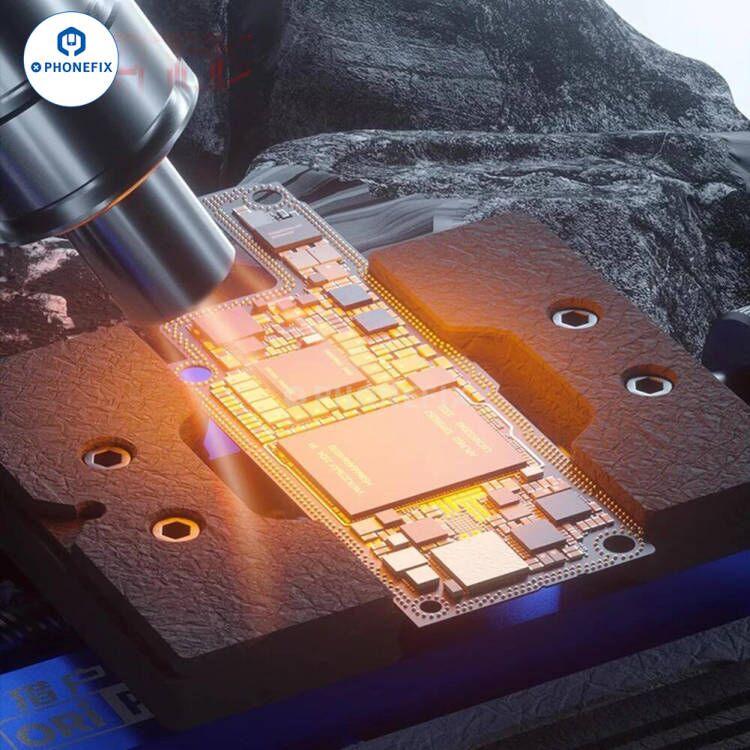Phonefix Mechanic Orifix Double Beatings Universal Motherboard Test Fixture for phone CPU repair, showing secure fixture clamps.