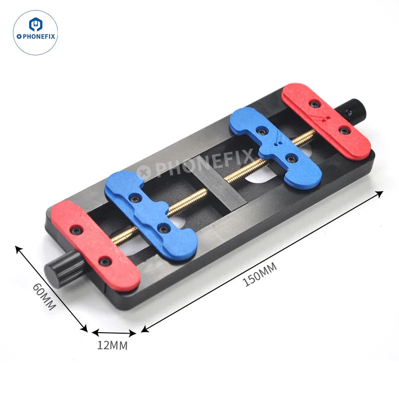 PhoneFix heat-resistant soldering clamp for iPhone motherboard testing and repair, featuring a sturdy fixture for precise work.