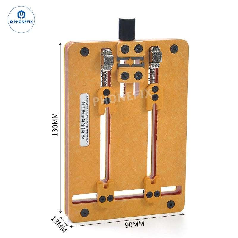 PhoneFIX heat-resistant soldering clamp for iPhone motherboard testing, durable fixture for precise repair and assembly.