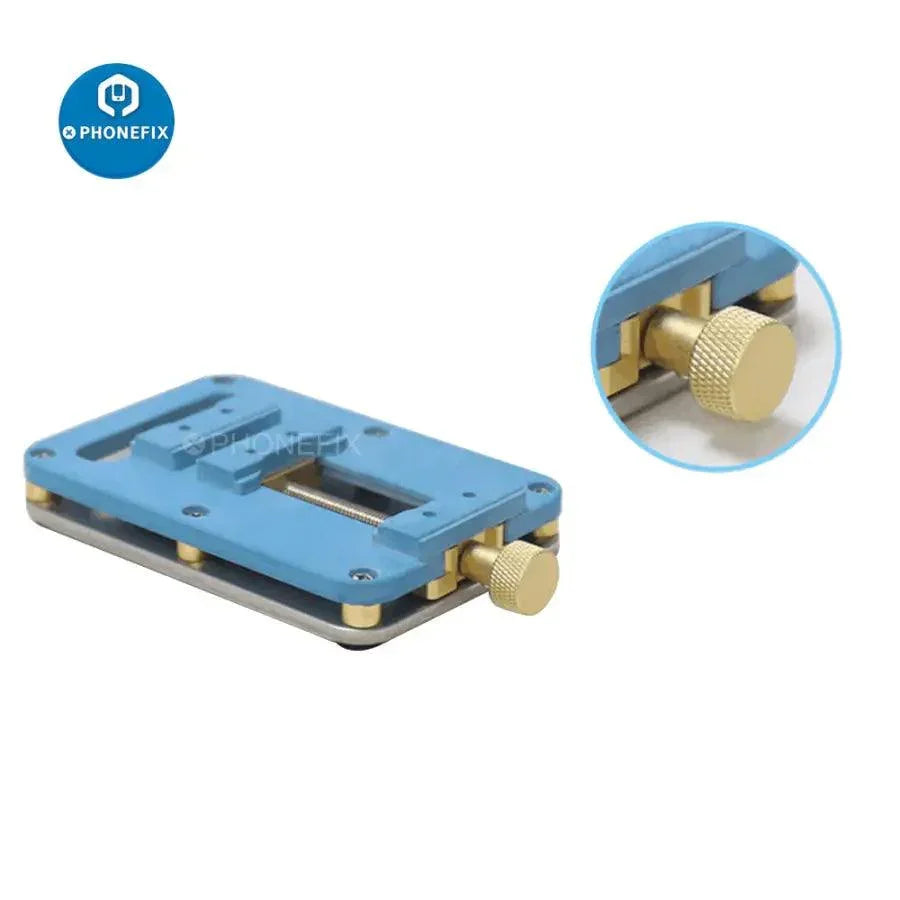 Soporte universal para PCB WL para pruebas de placas base BGA de alta temperatura, diseñado por PHONEFIX, que se muestra en una configuración de prueba profesional.