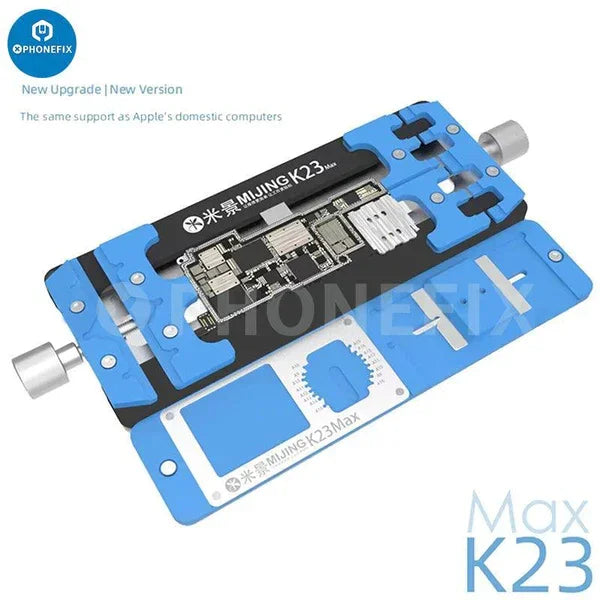 Soporte universal para placas de circuito impreso PhoneFix WL para placas base BGA de alta temperatura, utilizado como dispositivo de prueba para una colocación precisa de la placa base.