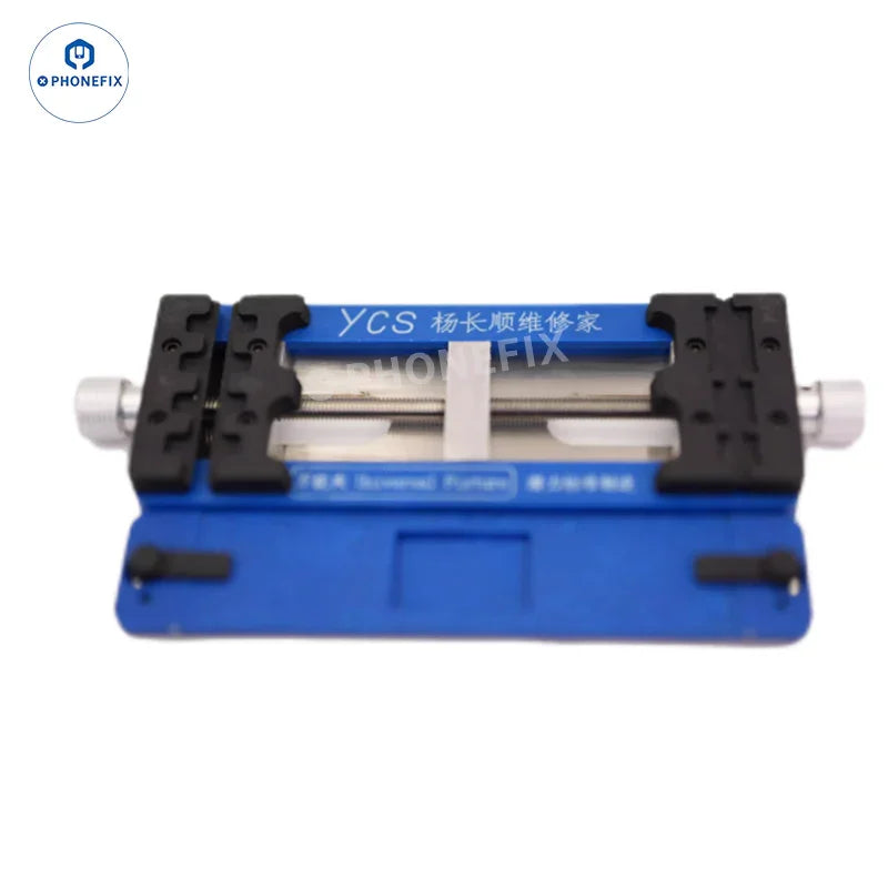 Soporte universal para placas de circuito impreso de teléfonos YCS P03 H03 Pro para soldadura de circuitos integrados de CPU, dispositivo de prueba de placas base de PHONEFIX, con abrazaderas metálicas y brazos de soporte.
