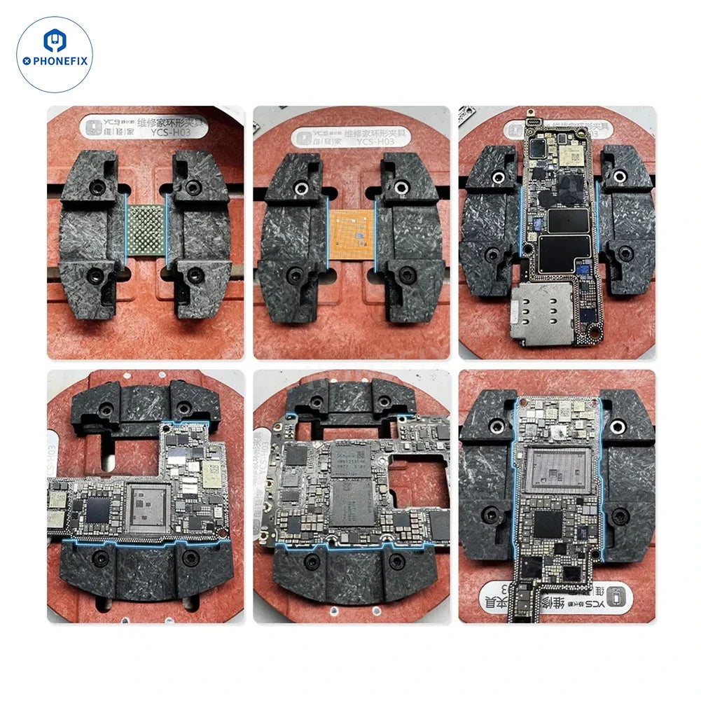 Soporte universal para PCB de teléfono YCS P03 H03 Pro y dispositivo de prueba de placa base de PHONEFIX para soldadura y reparación de circuitos integrados de CPU.