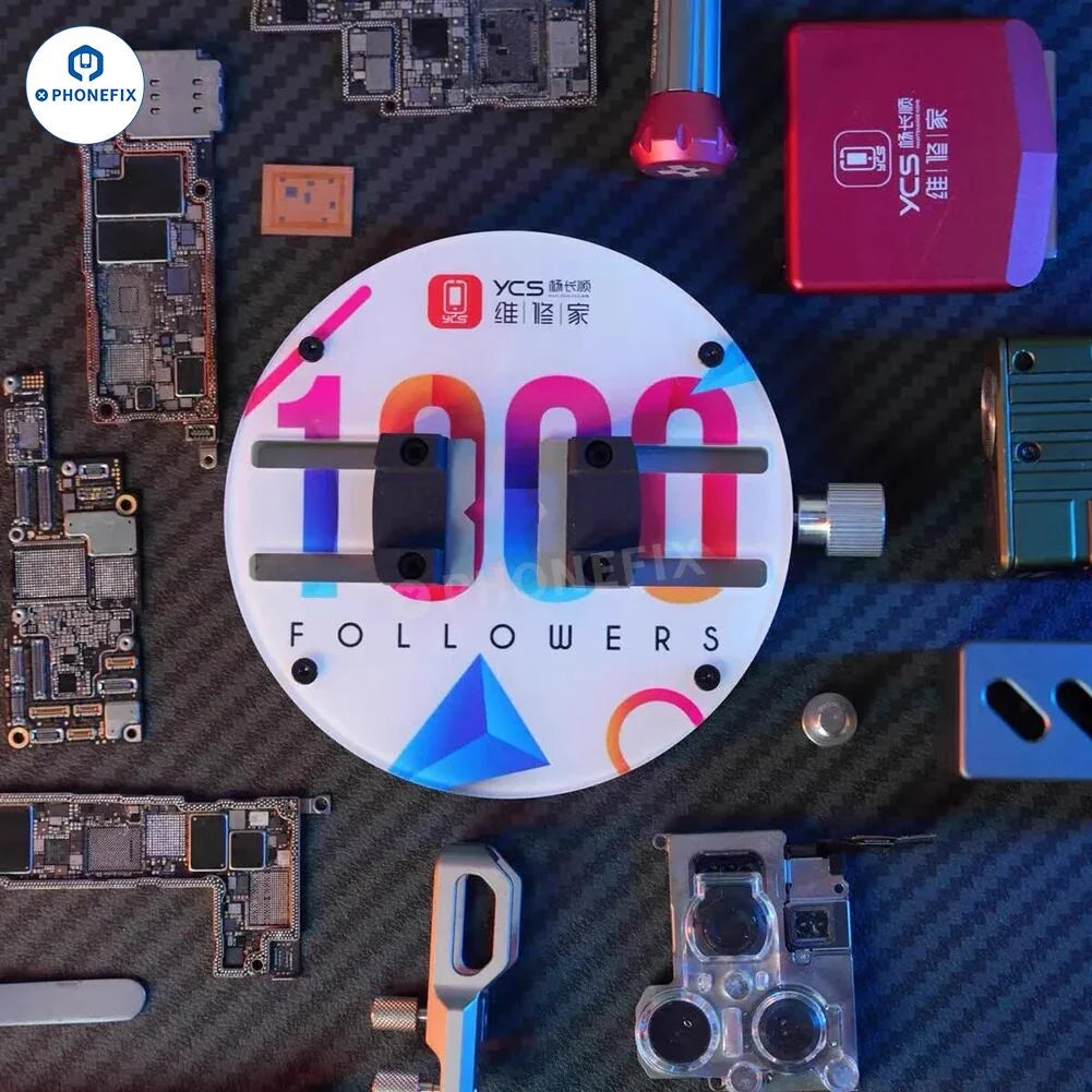 El soporte universal para placas de circuito impreso de teléfonos YCS P03 H03 Pro de PHONEFIX es un dispositivo de prueba para placas base con una construcción robusta para la soldadura de circuitos integrados de CPU.