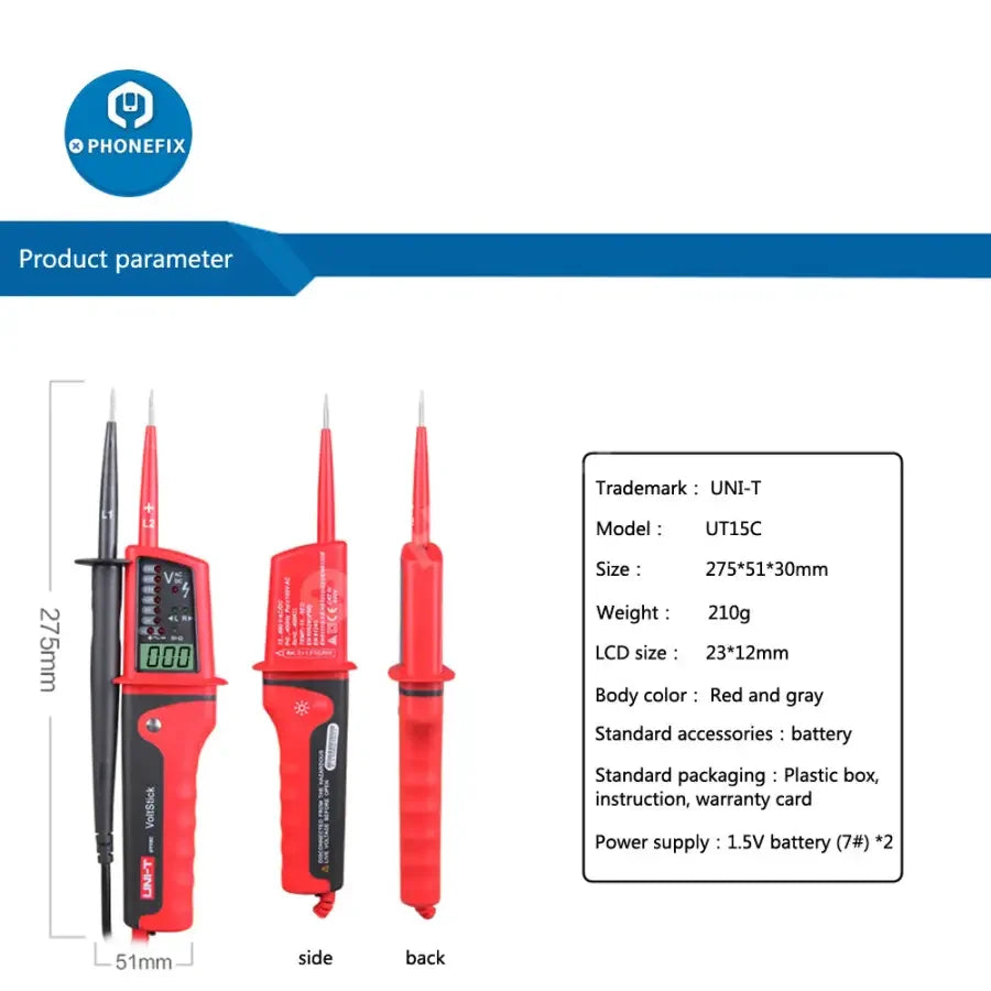 PHONEFIX UT15C AC voltage tester digital multimeter pen with rotating electric pen for precise electrical measurements.