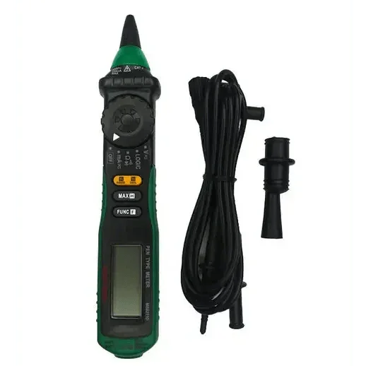 PhoneFix MS8211 multimeter pen for professional auto circuit board measurement, showing display and test probes in use.