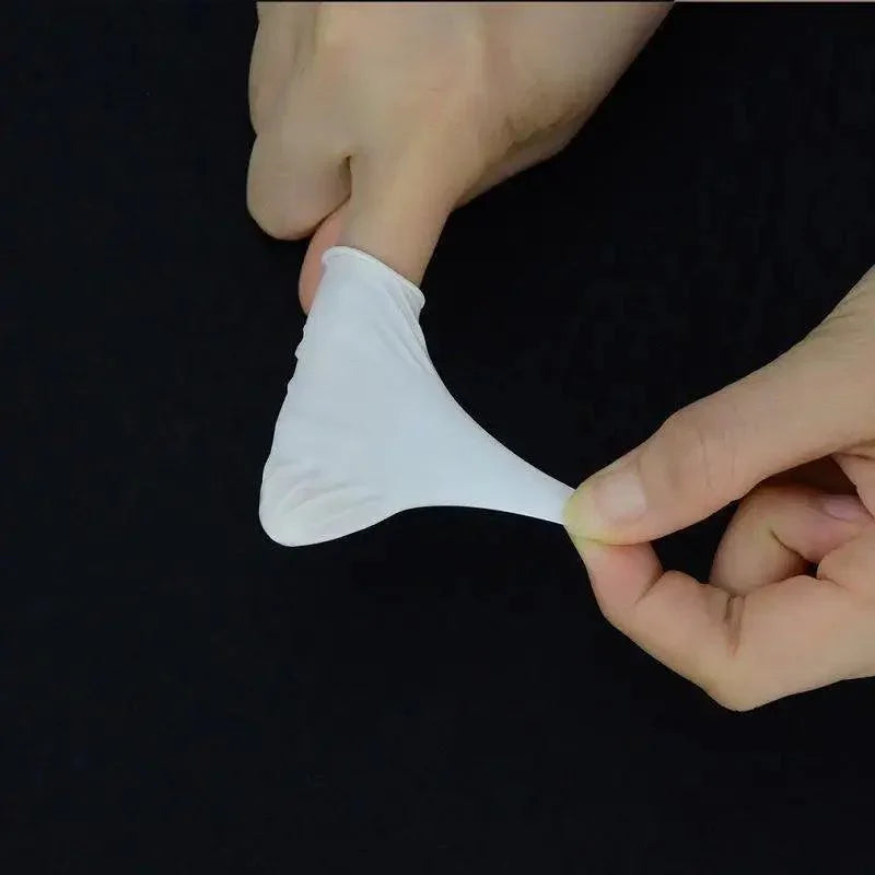 10-pack disposable latex rubber finger cots from PHONEFIX, fingertip protectors perfect for delicate tasks and general assistance.