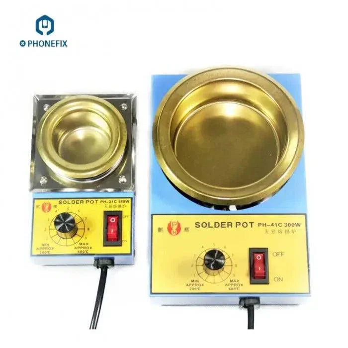 PhoneFix solder melting pot with adjustable temperature, soldering assistant tool for precise melting and soldering tasks.