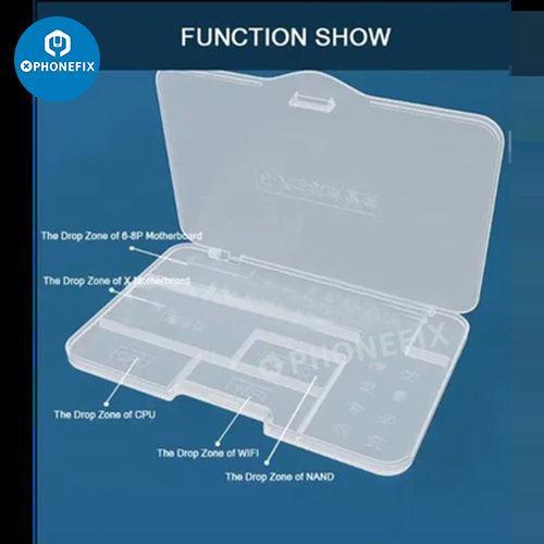 PhoneFix multi-function storage box for motherboard IC screws and phone repair tools, compact and organized assist tool.