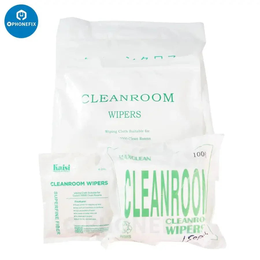 Set of 50 PHONEFIX 4x4 inch soft cleaning cloths for dust removal, ideal for delicate surfaces and electronic device cleaning.